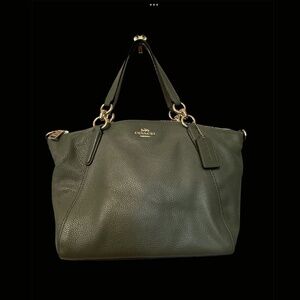 Coach, Kelsey Style, Military Green Pebbled Leather, Purse/Crossbody